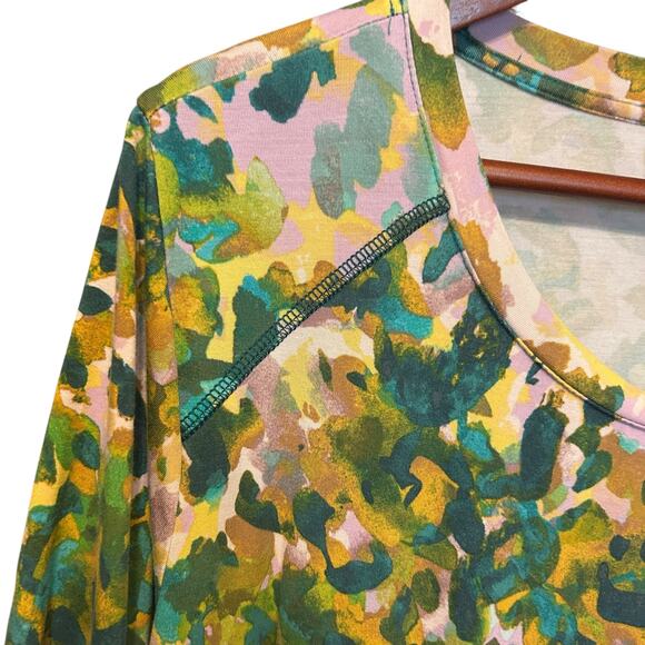 LOGO Women Tunic Top L Colorful Abstract‎ Whimsical Artsy Asymmetrical Hem Boho - Picture 5 of 11